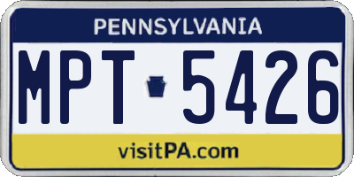 PA license plate MPT5426