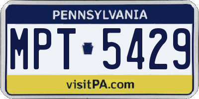 PA license plate MPT5429