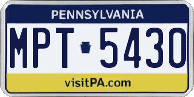 PA license plate MPT5430