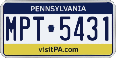 PA license plate MPT5431