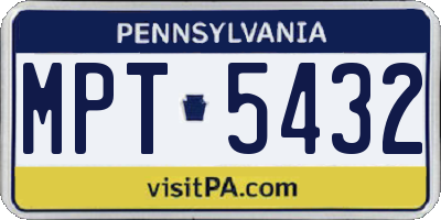 PA license plate MPT5432