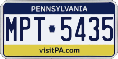 PA license plate MPT5435