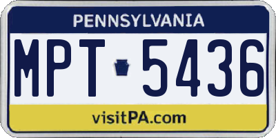 PA license plate MPT5436