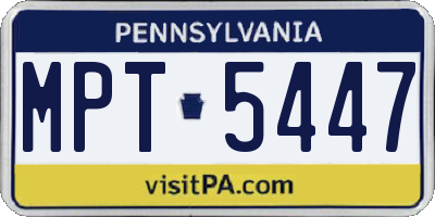 PA license plate MPT5447