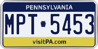 PA license plate MPT5453