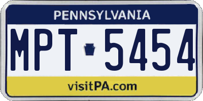 PA license plate MPT5454