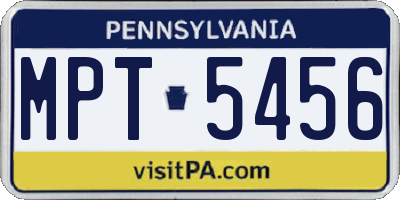 PA license plate MPT5456