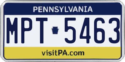 PA license plate MPT5463
