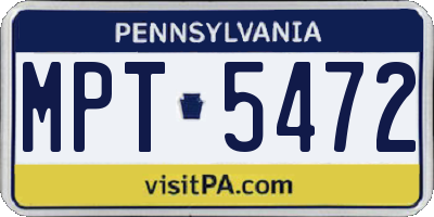 PA license plate MPT5472