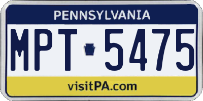 PA license plate MPT5475
