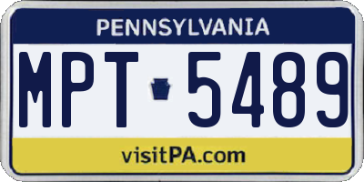 PA license plate MPT5489