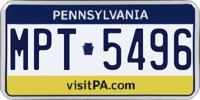 PA license plate MPT5496