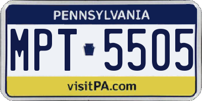 PA license plate MPT5505