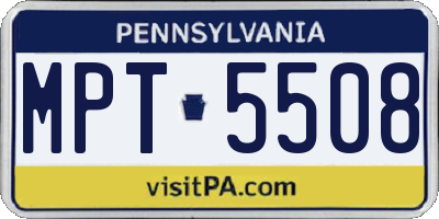 PA license plate MPT5508