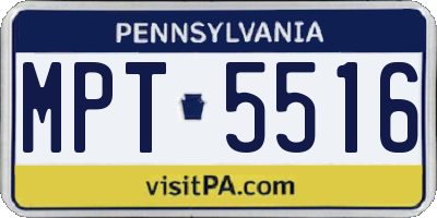 PA license plate MPT5516