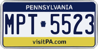 PA license plate MPT5523