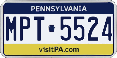 PA license plate MPT5524