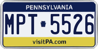PA license plate MPT5526