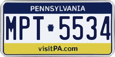 PA license plate MPT5534
