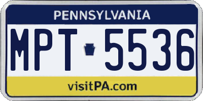 PA license plate MPT5536