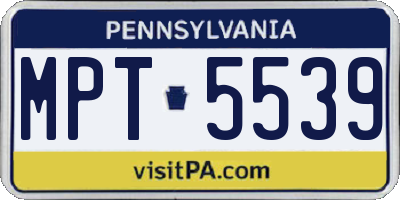 PA license plate MPT5539