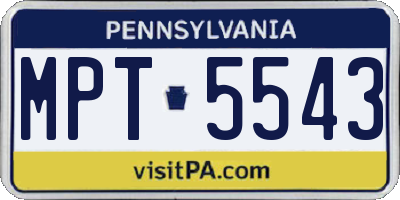 PA license plate MPT5543