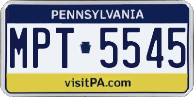 PA license plate MPT5545