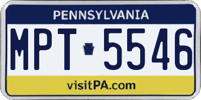 PA license plate MPT5546
