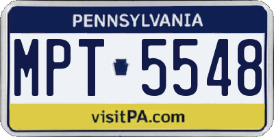 PA license plate MPT5548