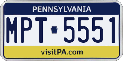PA license plate MPT5551