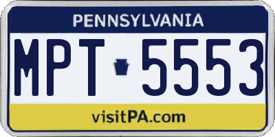 PA license plate MPT5553
