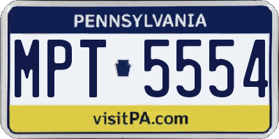 PA license plate MPT5554