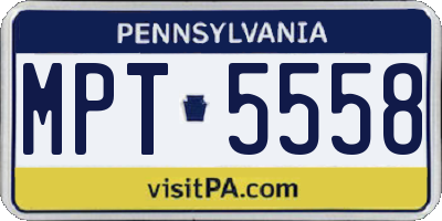 PA license plate MPT5558