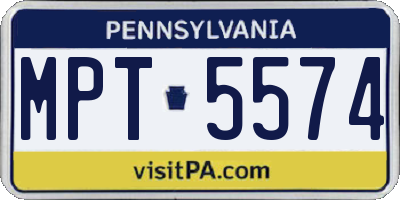PA license plate MPT5574