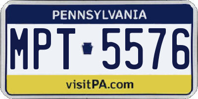 PA license plate MPT5576