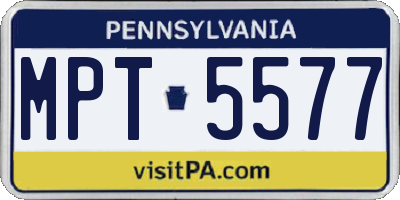 PA license plate MPT5577