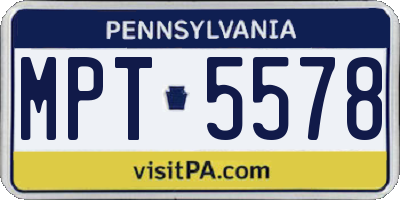 PA license plate MPT5578