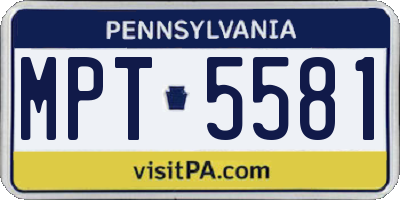 PA license plate MPT5581