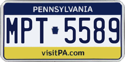 PA license plate MPT5589