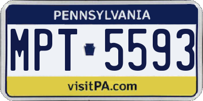 PA license plate MPT5593
