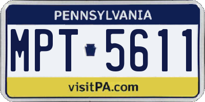 PA license plate MPT5611