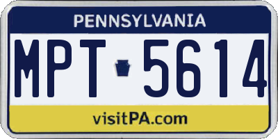 PA license plate MPT5614