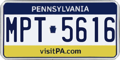 PA license plate MPT5616