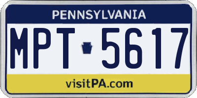 PA license plate MPT5617