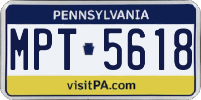 PA license plate MPT5618