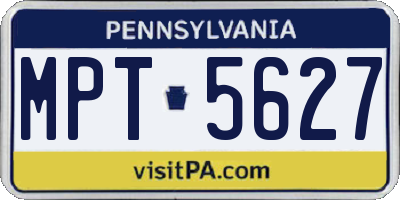 PA license plate MPT5627