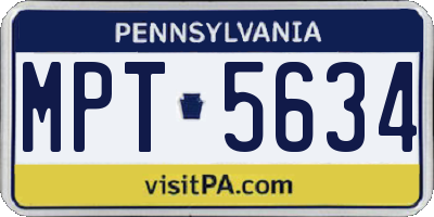 PA license plate MPT5634