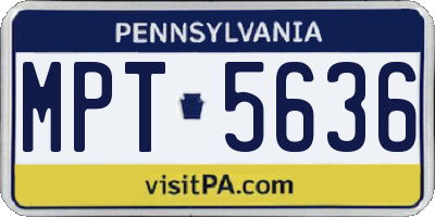 PA license plate MPT5636