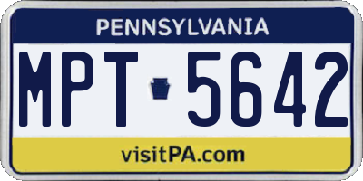 PA license plate MPT5642