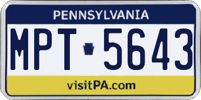 PA license plate MPT5643